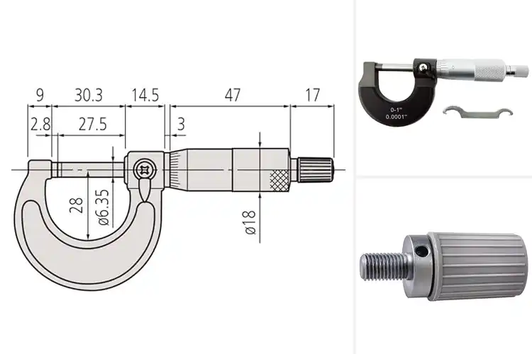 Detailed view of Best Ratchet Stop Micrometers